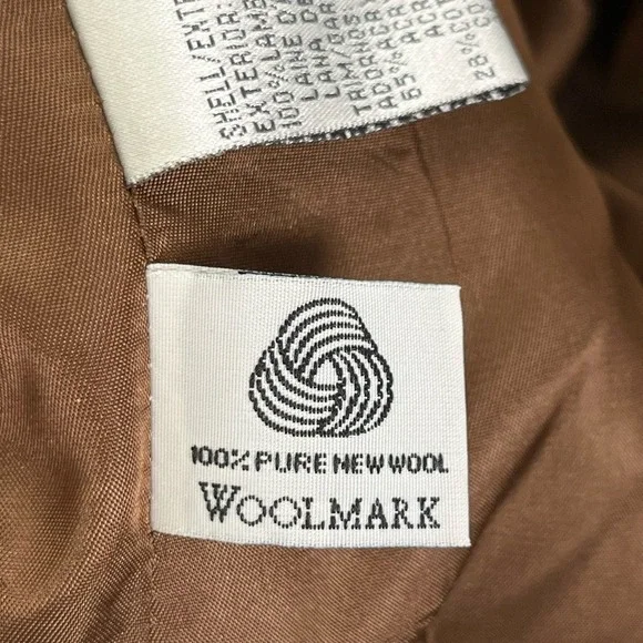 Talbots Faux Fur Collar Wool Herringbone Tweed Button Front Jacket in Brown Sz 8 - Picture 12 of 15